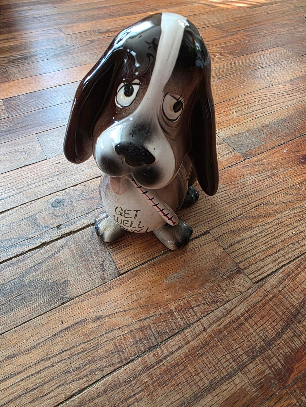 Ceramic 'Get Well' Brown & White Dog Planter Home Accent